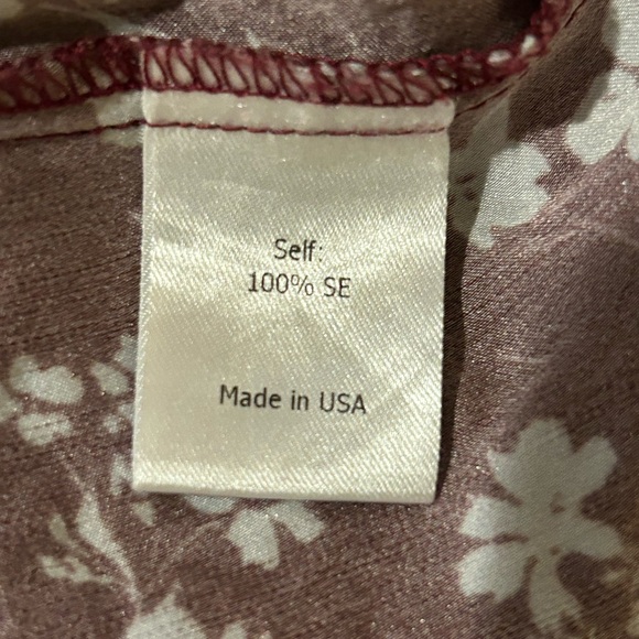 La Ligne Eloise Silk Smocked Burgundy Blue Floral Midi Dress - Picture 6 of 7